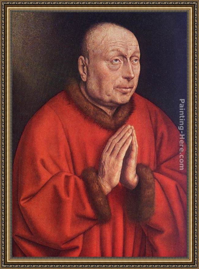 Framed Jan van Eyck the ghent altarpiece the donor [detail] painting